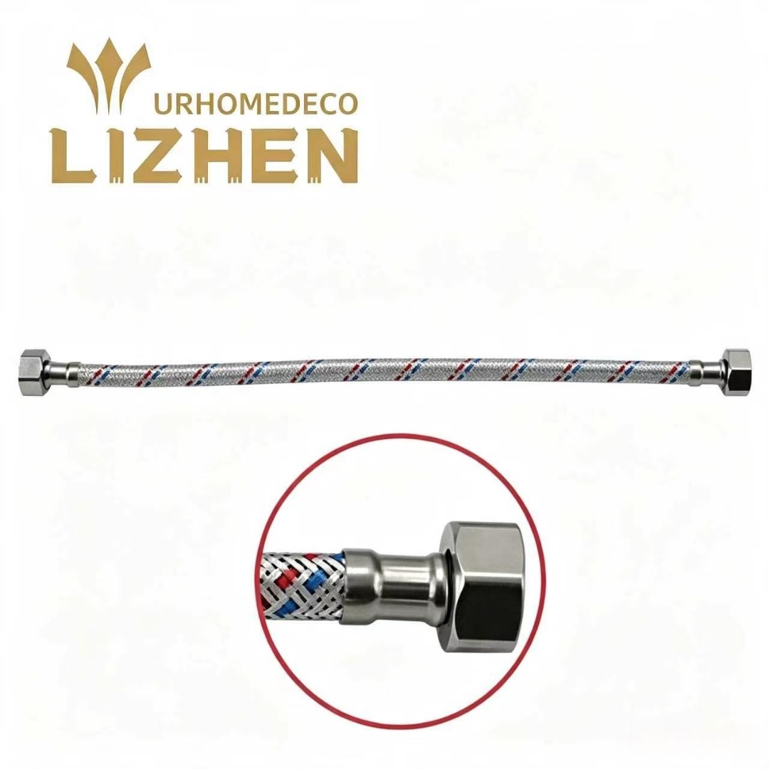 LZ-A13 Stainless Steel Double-End Braided Hose F1/2" × F1/2", Steel Cap + Brass Core, 30–200cm