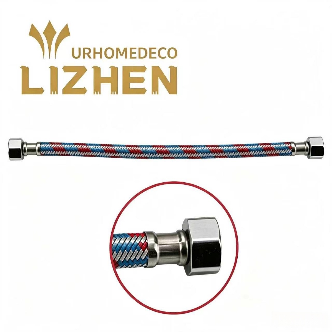 LZ-A17 Aluminum Wire & Nylon Fiber Braided Hose – Red/Blue Nylon, Steel Cap + Brass Core, 30–200cm
