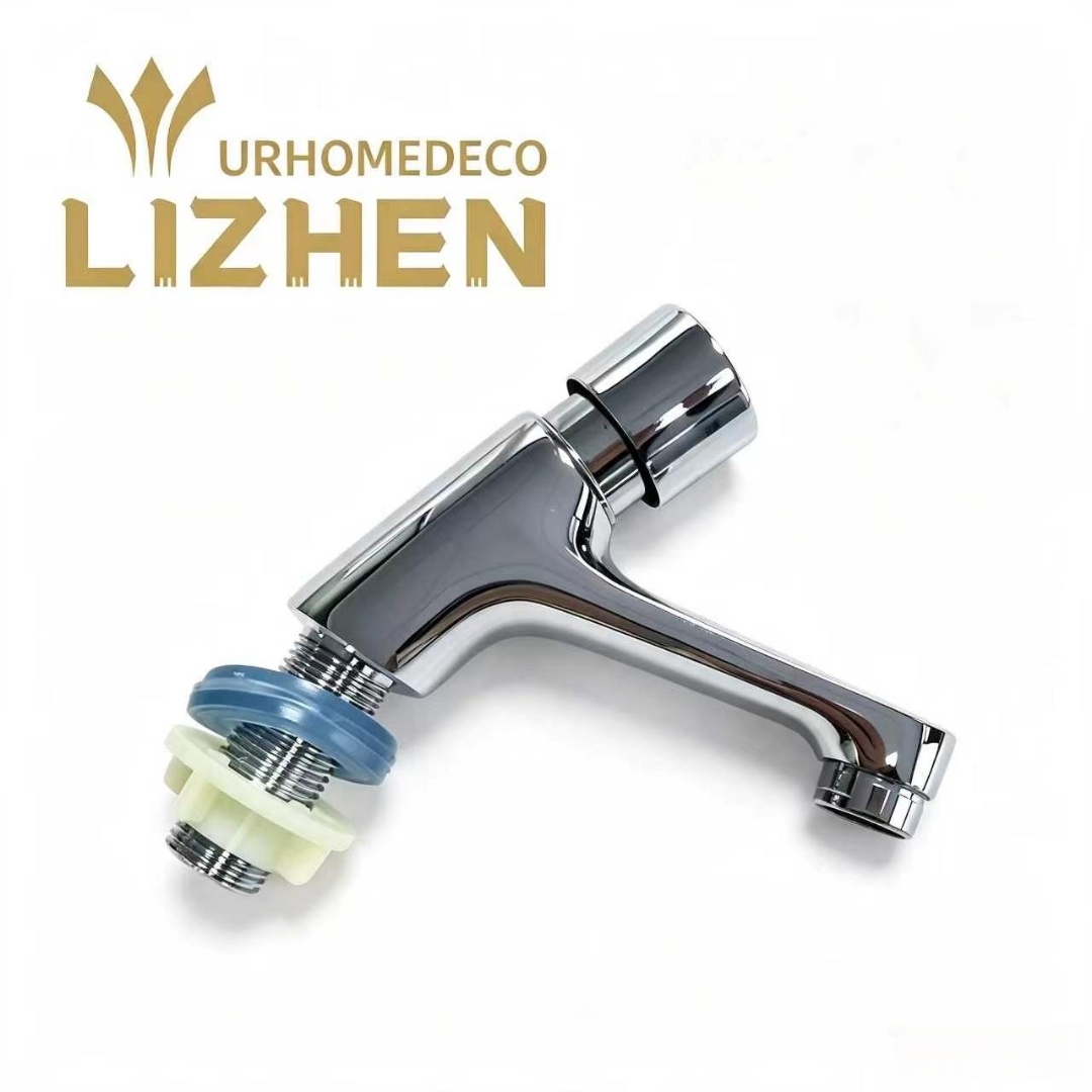 LZ-BTP-002 C Brass Self-Closing Basin Faucet – Chrome Plated, Timed Shut-Off, Brass Body & Nozzle